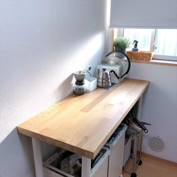 IKEA】キッチン背面の作業台をプチDIYでグレードアップ！厚突板ワーク 